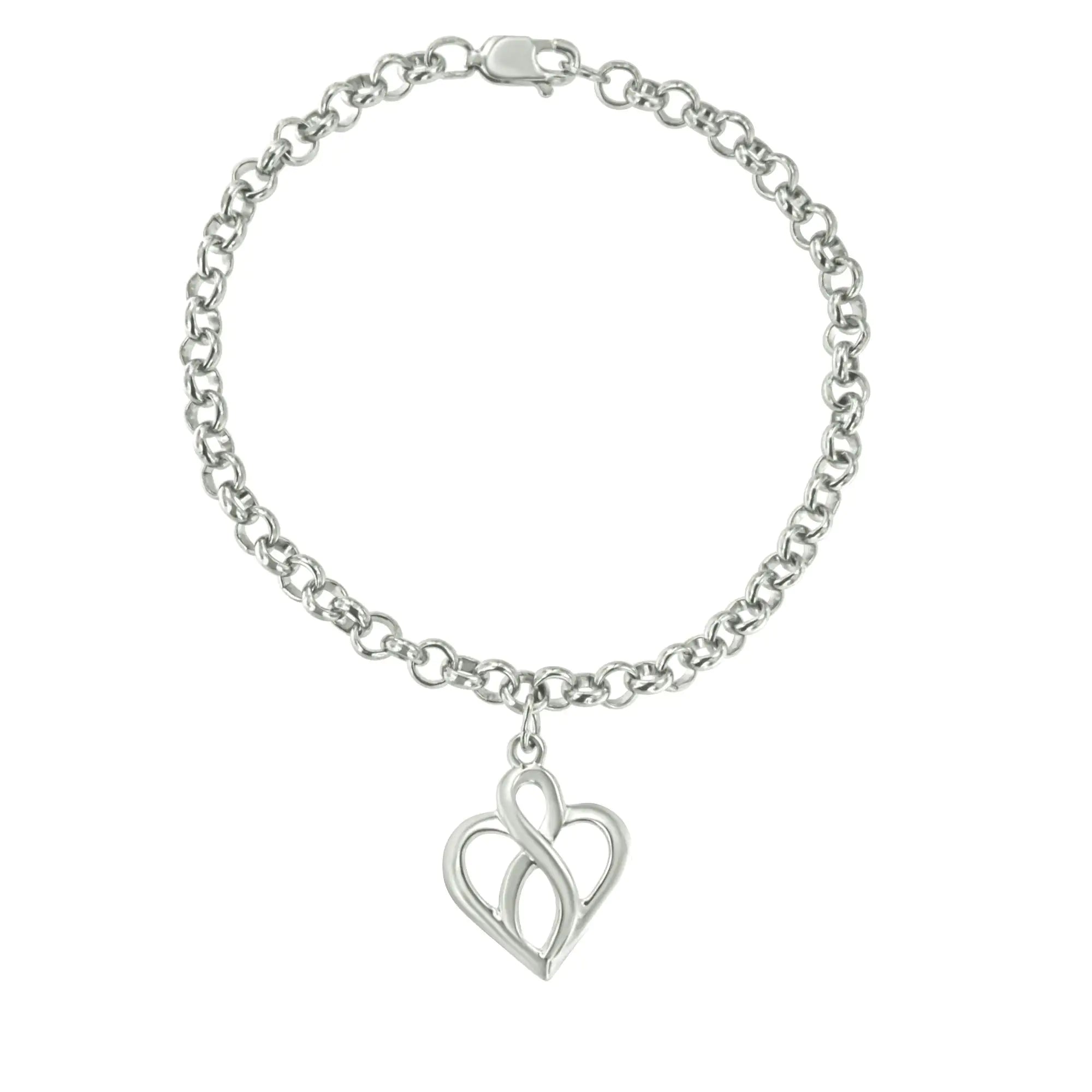 Open Heart with Center Vertical Infinity Chain Charm Bracelet