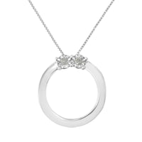 Diamond Miracle-Set Stone Open Circle 18" Box Chain Pendant Necklace