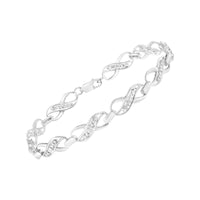 Prong Set Diamond Accent Ribbon and Infinity Link Bracelet 