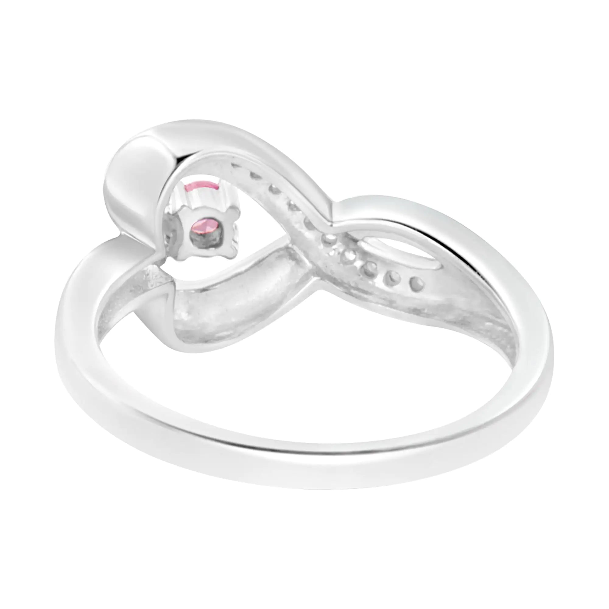 Diamond Accent and Created Pink Sapphire Halo Heart Promise Ring