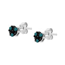 Round-Cut Color Treated Blue Diamond Stud Earrings