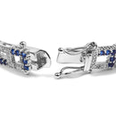 925 Sterling Silver 4 4/5 Cttw Created Blue Sapphire and Diamond Accent Art Deco Style Open Link Tennis Bracelet (I-J Color, I3 Clarity) - 7.5 inches"