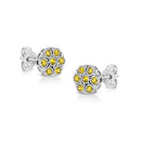 925 Sterling Silver 1/4 Cttw Color Diamond Cluster Flower Earrings