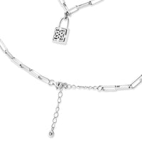 Round Diamond Lock Pendant Paperclip Chin Necklace