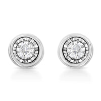 925 Sterling Silver 1/10 Cttw Miracle-Set Diamond Stud Earrings  