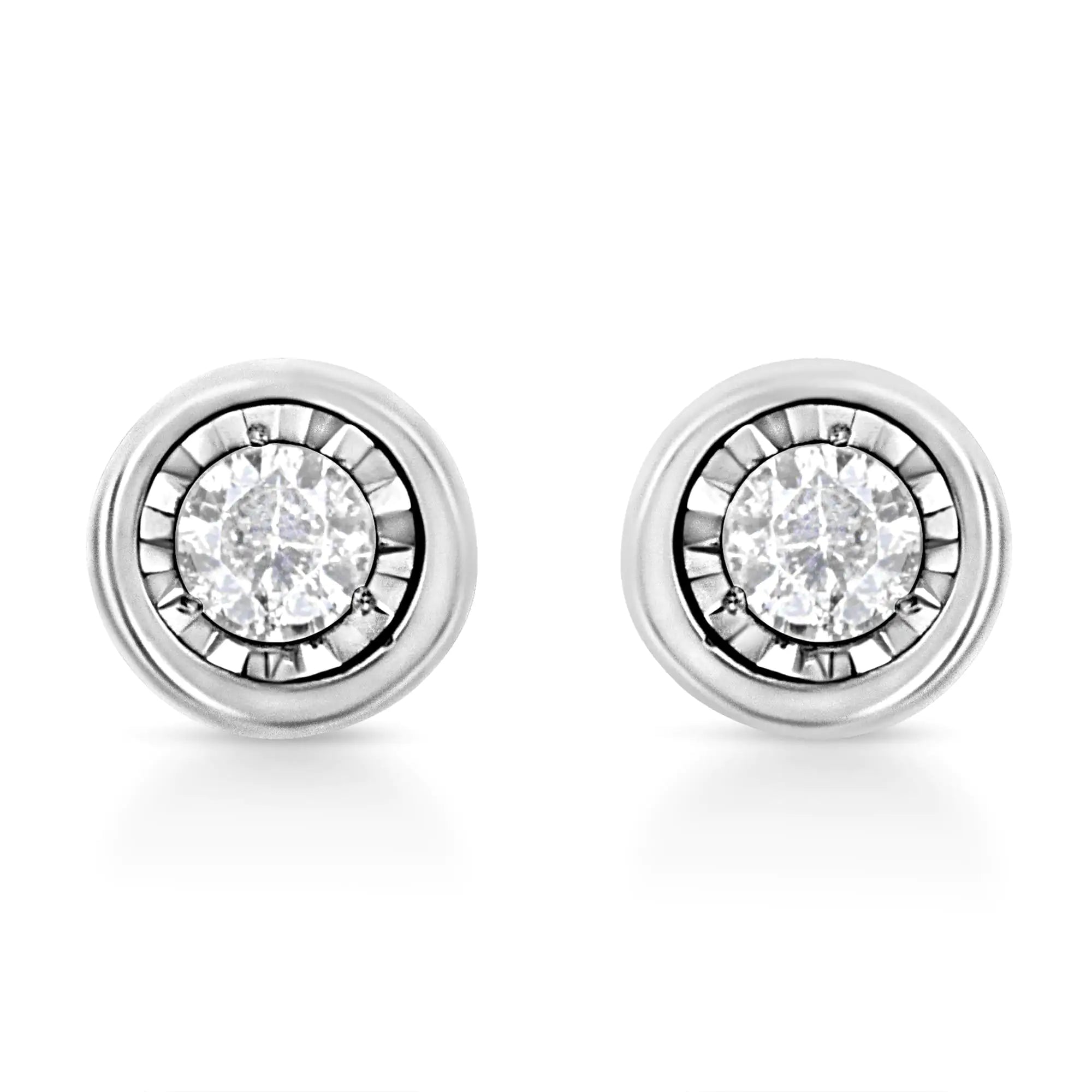 925 Sterling Silver 1/10 Cttw Miracle-Set Diamond Stud Earrings  