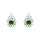  Round Brilliant-Cut Green Diamond Miracle-Set Stud Earring  