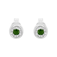  Round Brilliant-Cut Green Diamond Miracle-Set Stud Earring  