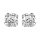  Round-Cut Diamond Accent Swirl Square Knot Stud Earrings 