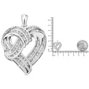 925 Sterling Silver 1 1/4 Cttw Round Diamond Openwork Ribbon Weave Heart Pendant 18" Necklace (I-J Color, I3 Clarity)