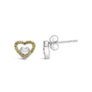 925 Sterling Silver 1/6 Cttw Diamond Open Double Heart Stud Earrings