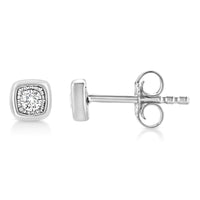 925 Sterling Silver 1/10 Cttw Miracle-Set Diamond Stud Earrings  