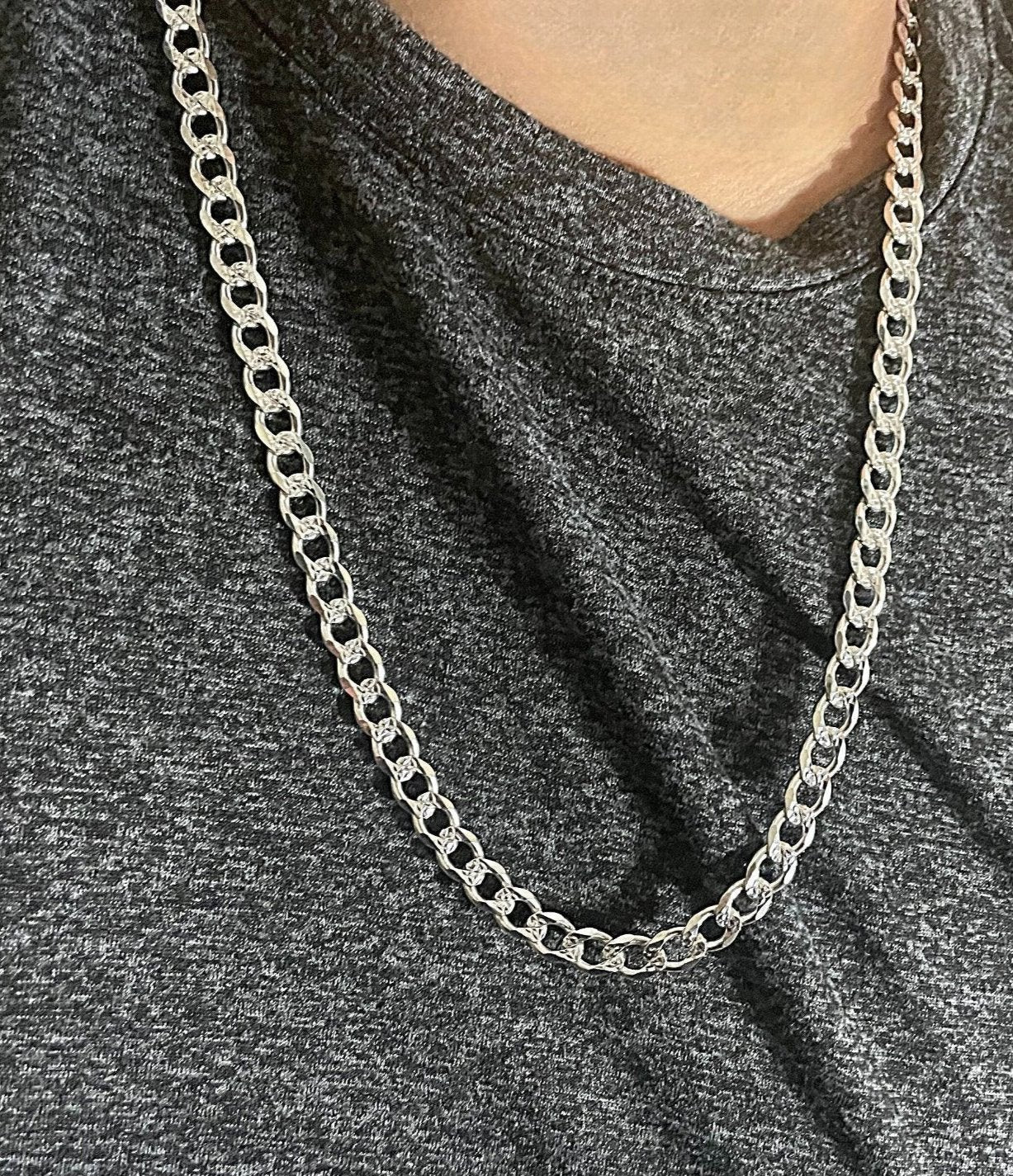 26'' Men's Sterling Silver Curb Necklace