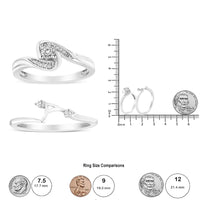 925 Sterling Silver 1/10 Cttw Diamond Swirl and Bypass Bridal Set Ring and Band (I-J Color, I3 Clarity)