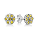 925 Sterling Silver 1/4 Cttw Color Diamond Cluster Flower Earrings