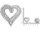 925 Sterling Silver 1.0 Cttw Prong & Channel-Set Diamond Open work Ribbon Heart Pendant 18" Necklace (I-J Color, I3 Clarity)