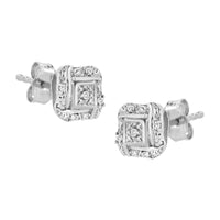  Round-Cut Diamond Accent Swirl Square Knot Stud Earrings 