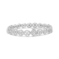 925 Sterling Silver 1/2 Cttw Diamond Nested Circle Miracle Set Open Wheel 7.25" Fashion Link Bracelet (I-J Color, I3 Clarity)