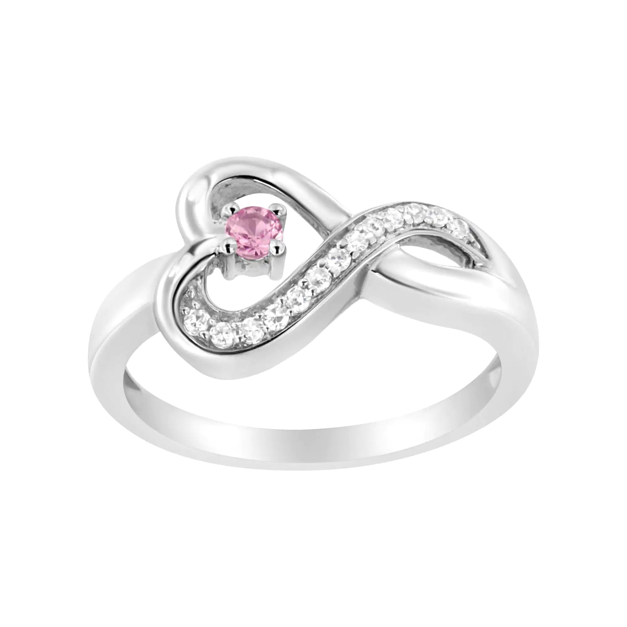 Diamond Accent and Created Pink Sapphire Halo Heart Promise Ring