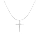 925 Sterling Silver 1/6 cttw Diamond Cross Pendant Necklace 