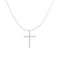 925 Sterling Silver 1/6 cttw Diamond Cross Pendant Necklace 