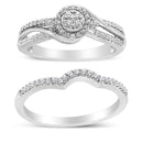 925 Sterling Silver 1/3 Cttw Composite Diamond Frame Bypass Bridal Set Ring and Band (I-J Color, I2-I3 Clarity)