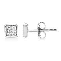 925 Sterling Silver 1/10 Cttw Miracle-Set Diamond Stud Earrings  