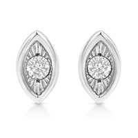 925 Sterling Silver 1/10 Cttw Miracle-Set Diamond Stud Earrings  