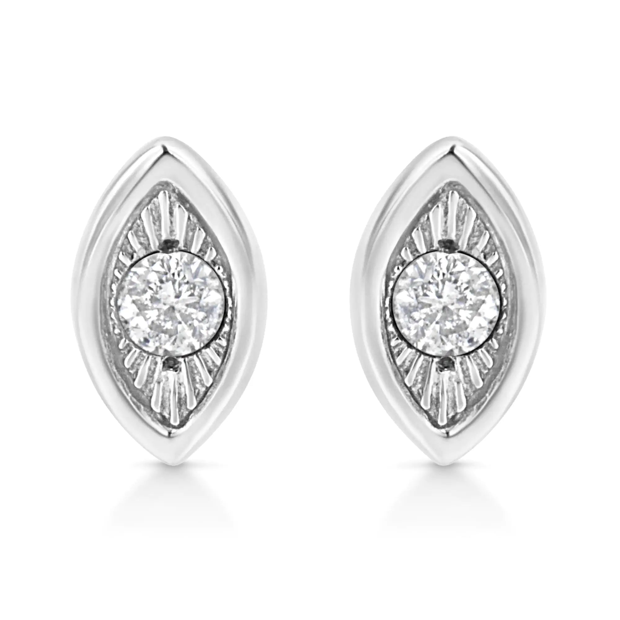 925 Sterling Silver 1/10 Cttw Miracle-Set Diamond Stud Earrings