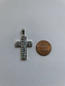 Multicolor Cubic Zirconia Sterling Silver Cross Pendant