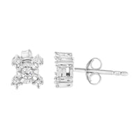 Princess-Cut Diamond "X" Shaped Stud Earrings