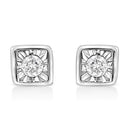 925 Sterling Silver 1/10 Cttw Miracle-Set Diamond Stud Earrings  