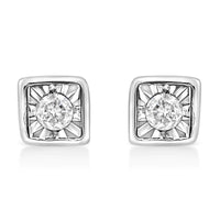 925 Sterling Silver 1/10 Cttw Miracle-Set Diamond Stud Earrings  