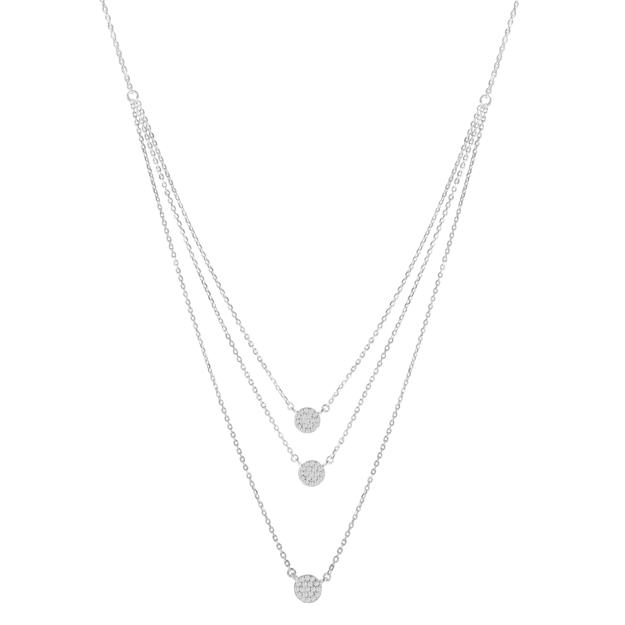 925 Sterling Silver 1/2 Cttw Round Diamond Medallion Multi-Strand Tri Pendant 18" Necklace (H-I Color, I2-I3 Clarity)