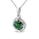 Treated Color Diamond Solitaire 18" Milgrain Pendant Necklace