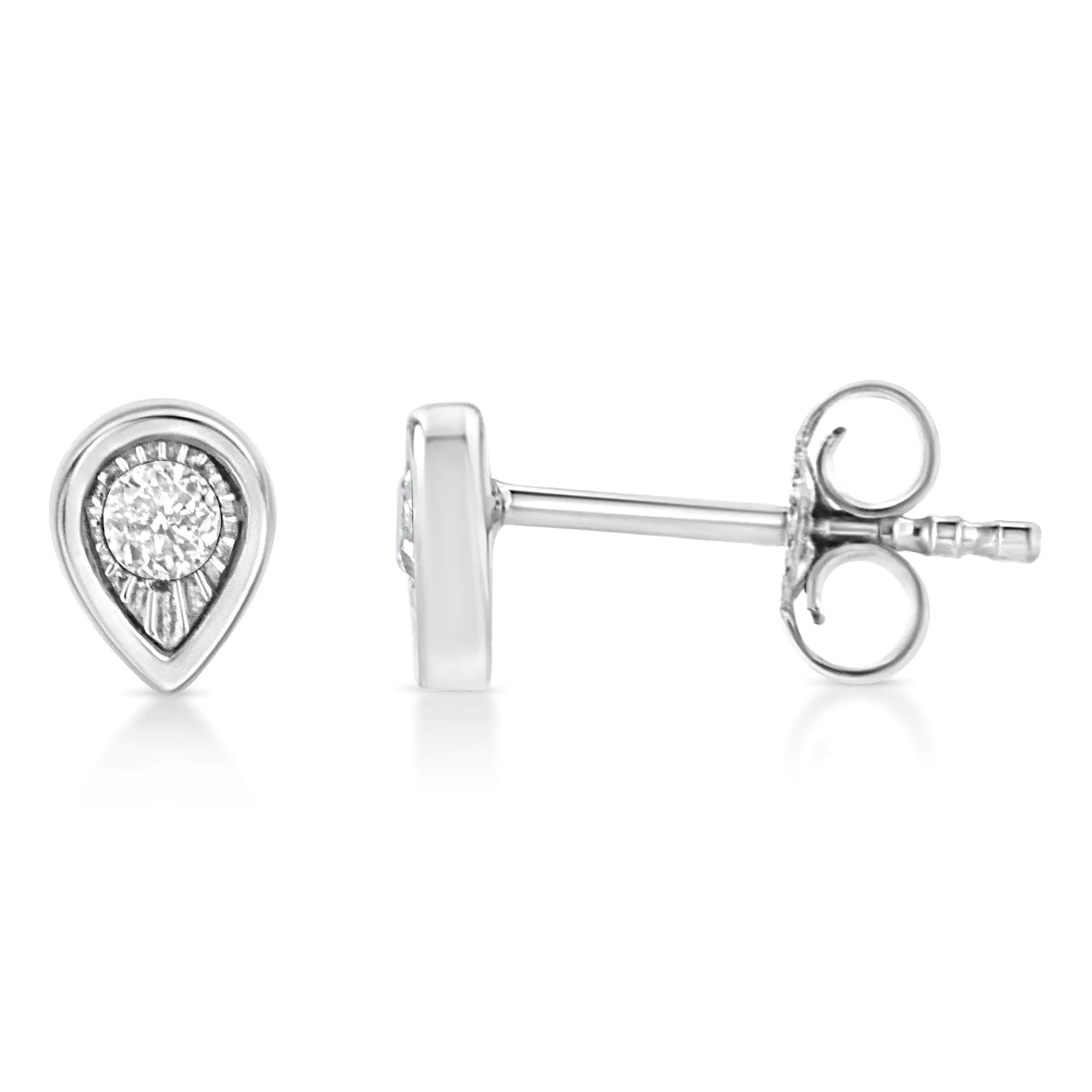 925 Sterling Silver 1/10 Cttw Miracle-Set Diamond Stud Earrings  