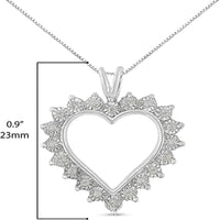 1/10 cttw 3-Prong Diamond Open Heart Pendant Necklace - 18” 