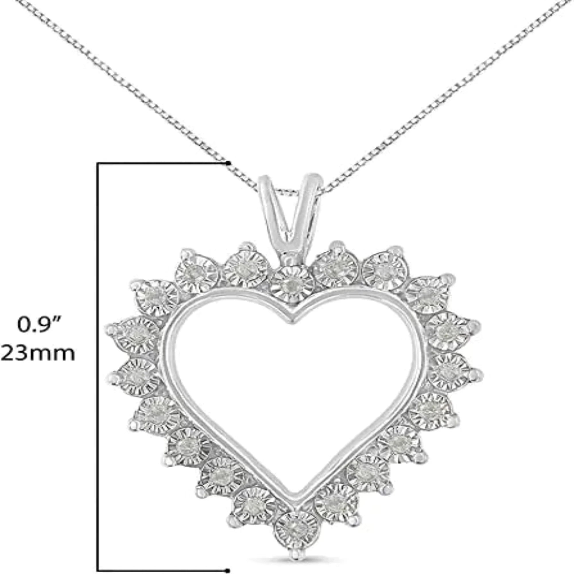 1/10 cttw 3-Prong Diamond Open Heart Pendant Necklace - 18” 