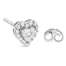 925 Sterling Silver 1/3 Cttw Miracle Set Round-Cut Diamond Heart Stud Earring (I-J Color, I2-I3 Clarity)