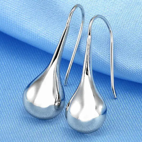 Intensity Tear Drop Hook Earrings Solid 925 Sterling Silver