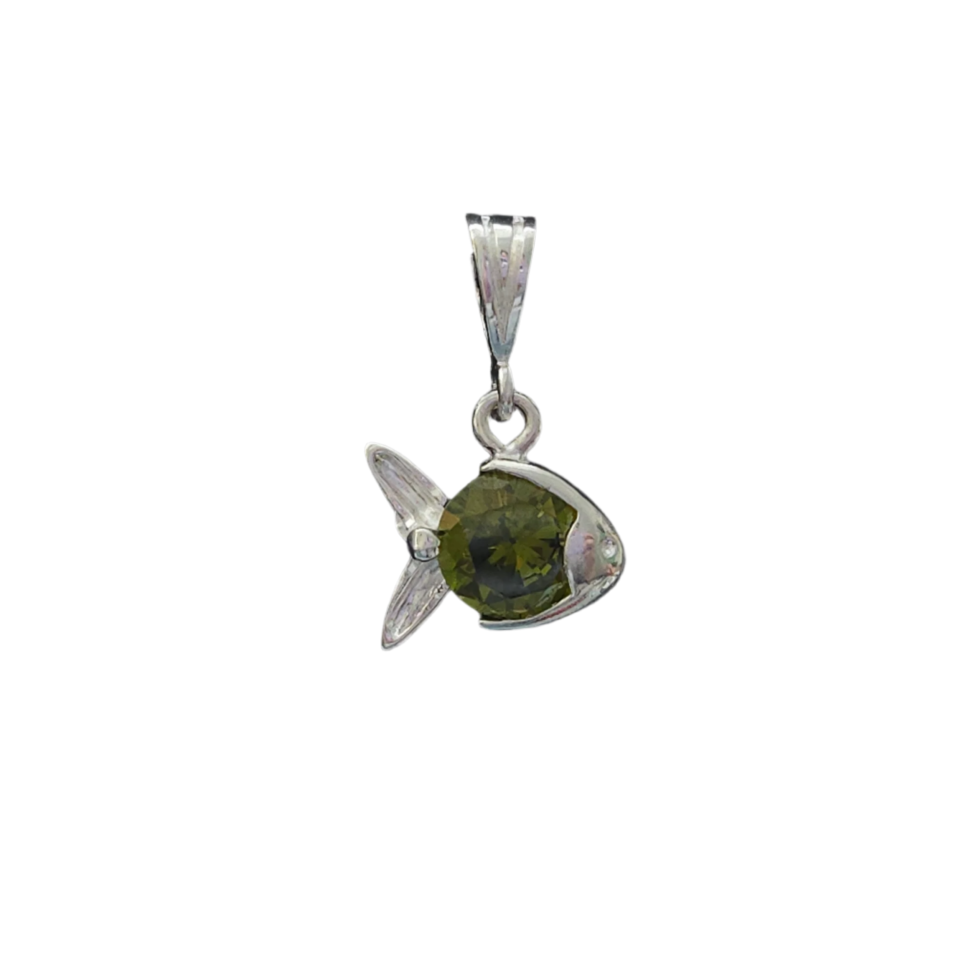 925 Sterling Silver Cubic Zirconia Birth Stones Sea Fish Pendant