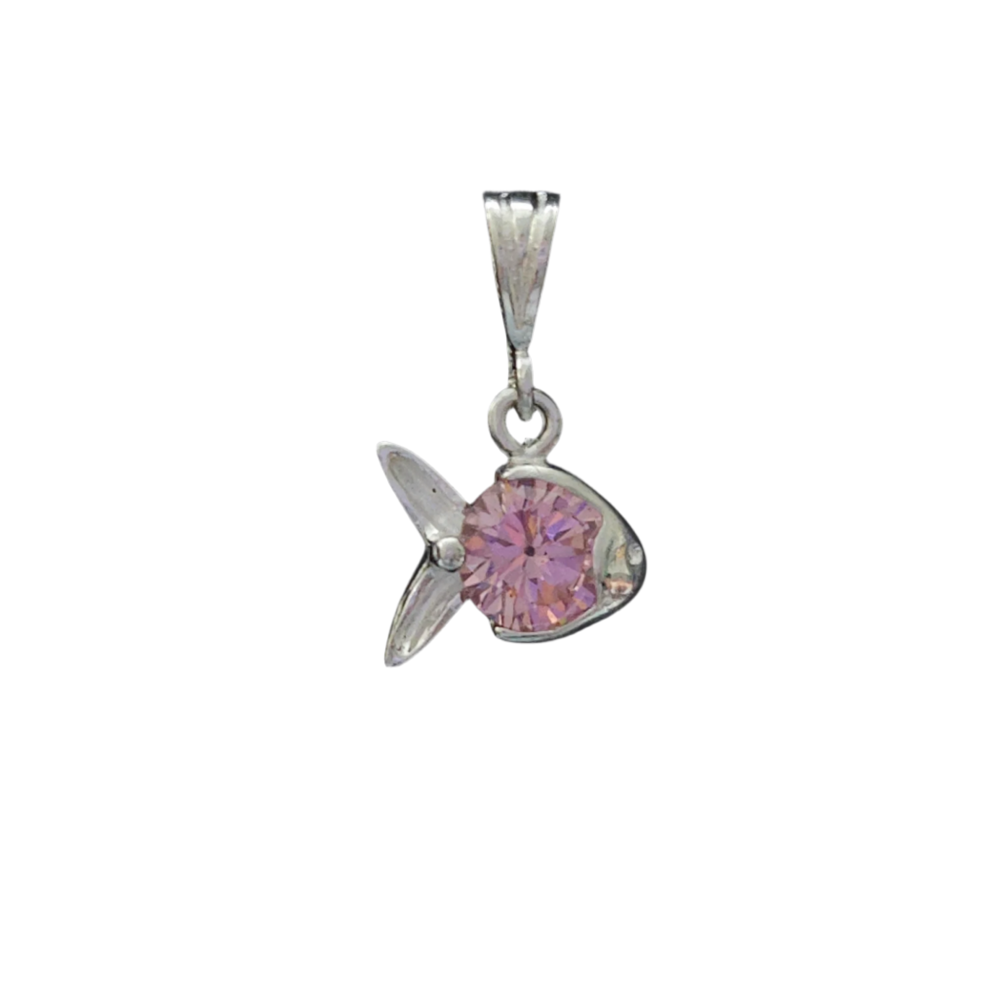 925 Sterling Silver Cubic Zirconia Birth Stones Sea Fish Pendant