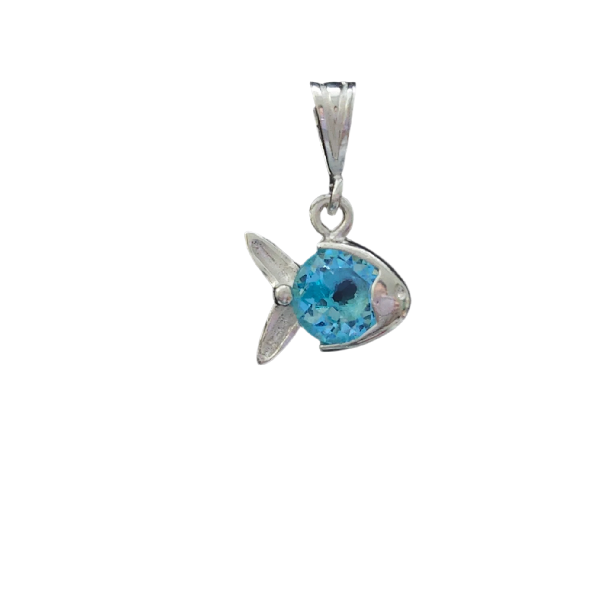 925 Sterling Silver Cubic Zirconia Birth Stones Sea Fish Pendant