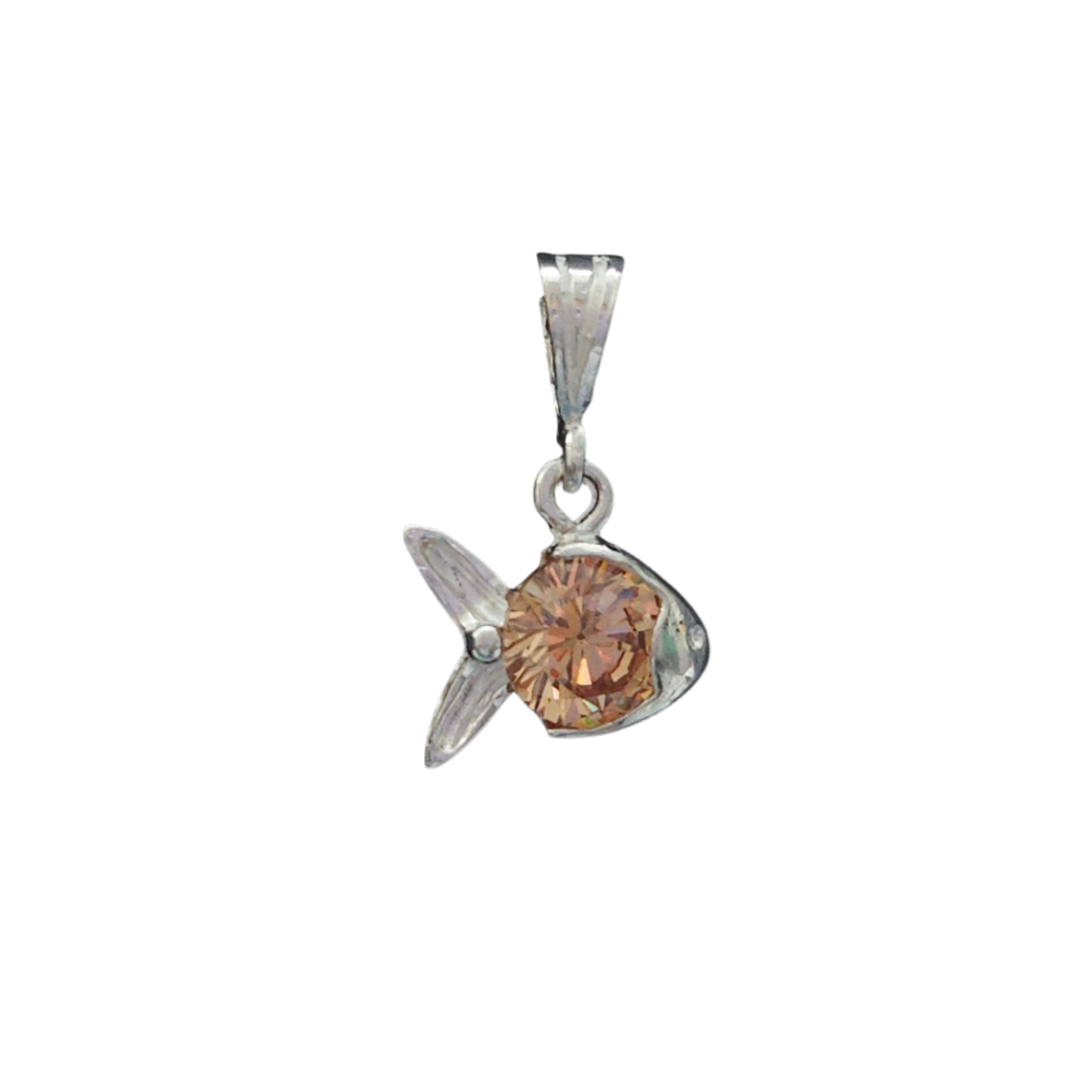 925 Sterling Silver Cubic Zirconia Birth Stones Sea Fish Pendant