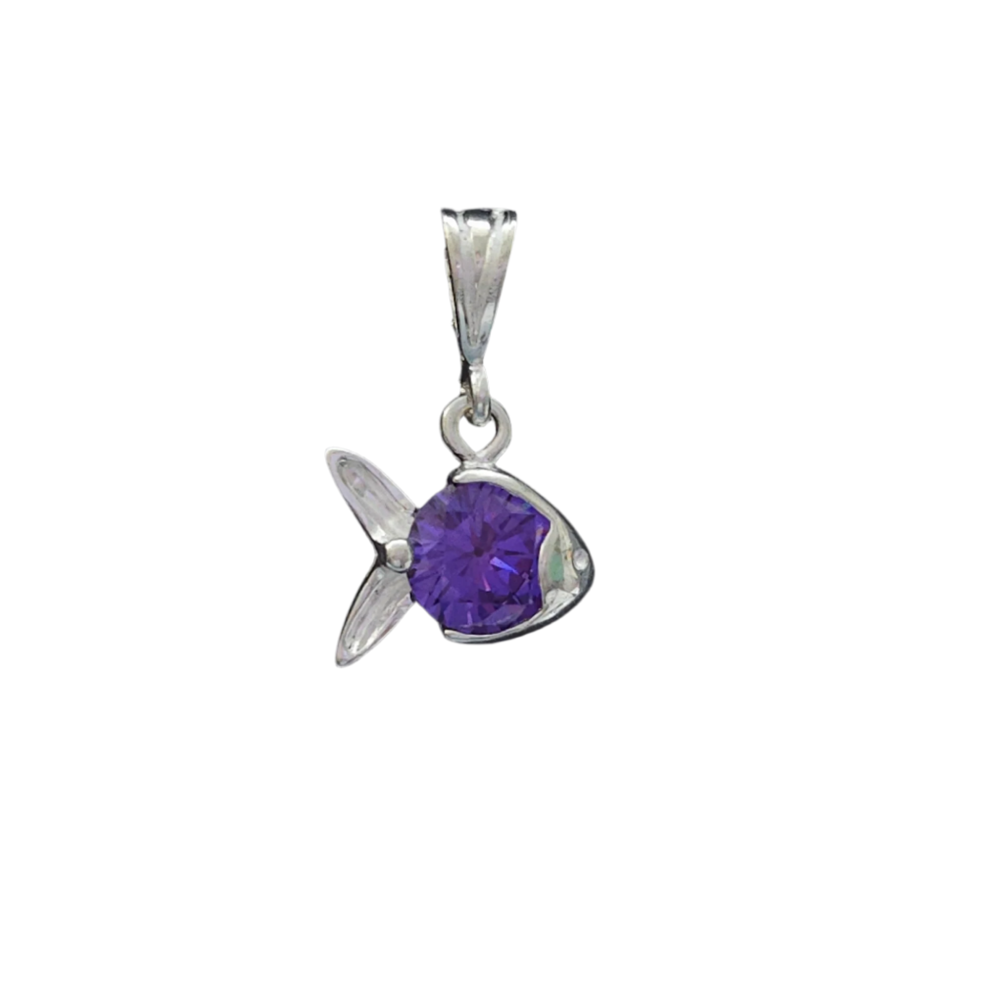 925 Sterling Silver Cubic Zirconia Birth Stones Sea Fish Pendant