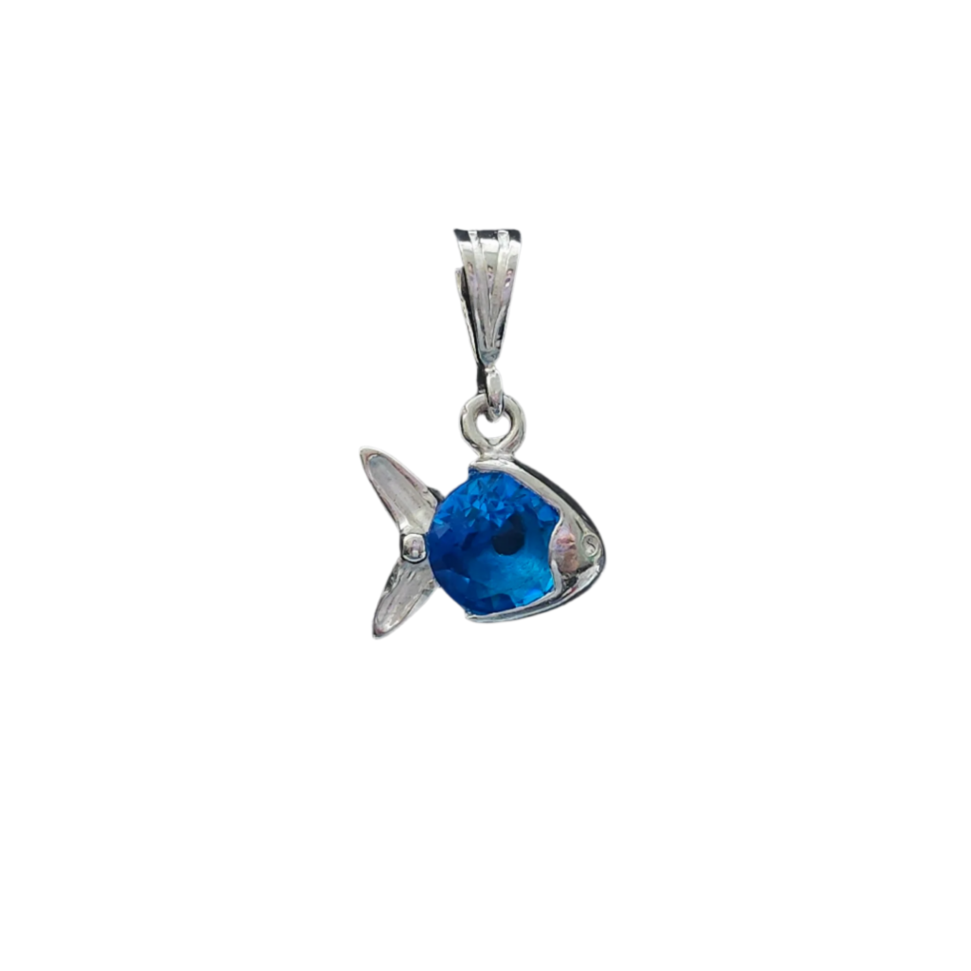 925 Sterling Silver Cubic Zirconia Birth Stones Sea Fish Pendant