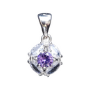 925 Sterling Silver Round Cubic Zirconia Crystal Pendant