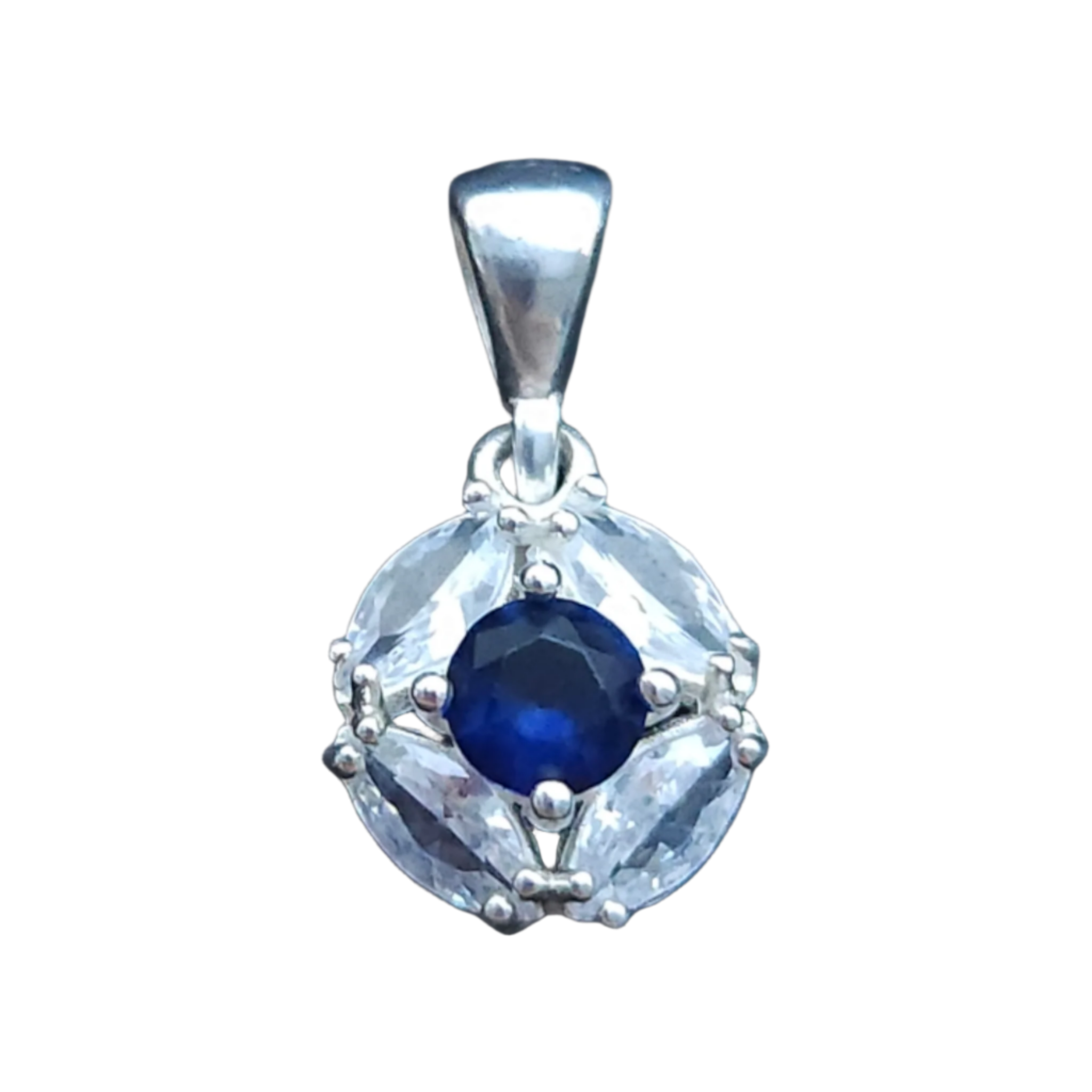 925 Sterling Silver Round Cubic Zirconia Crystal Pendant