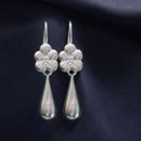 Flower Long Water Drop Earrings 