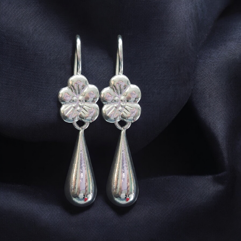 Flower Long Water Drop Earrings